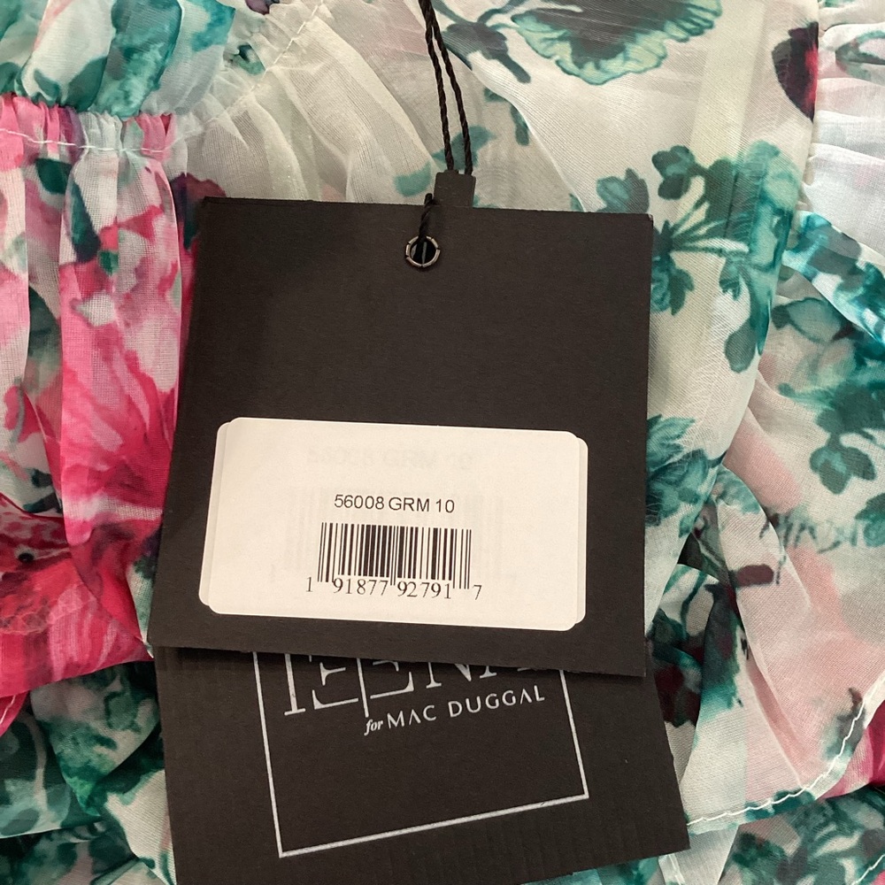 Mac Duggal Pink & Green Floral Ruffle Mini Dress - Picture 14 of 16